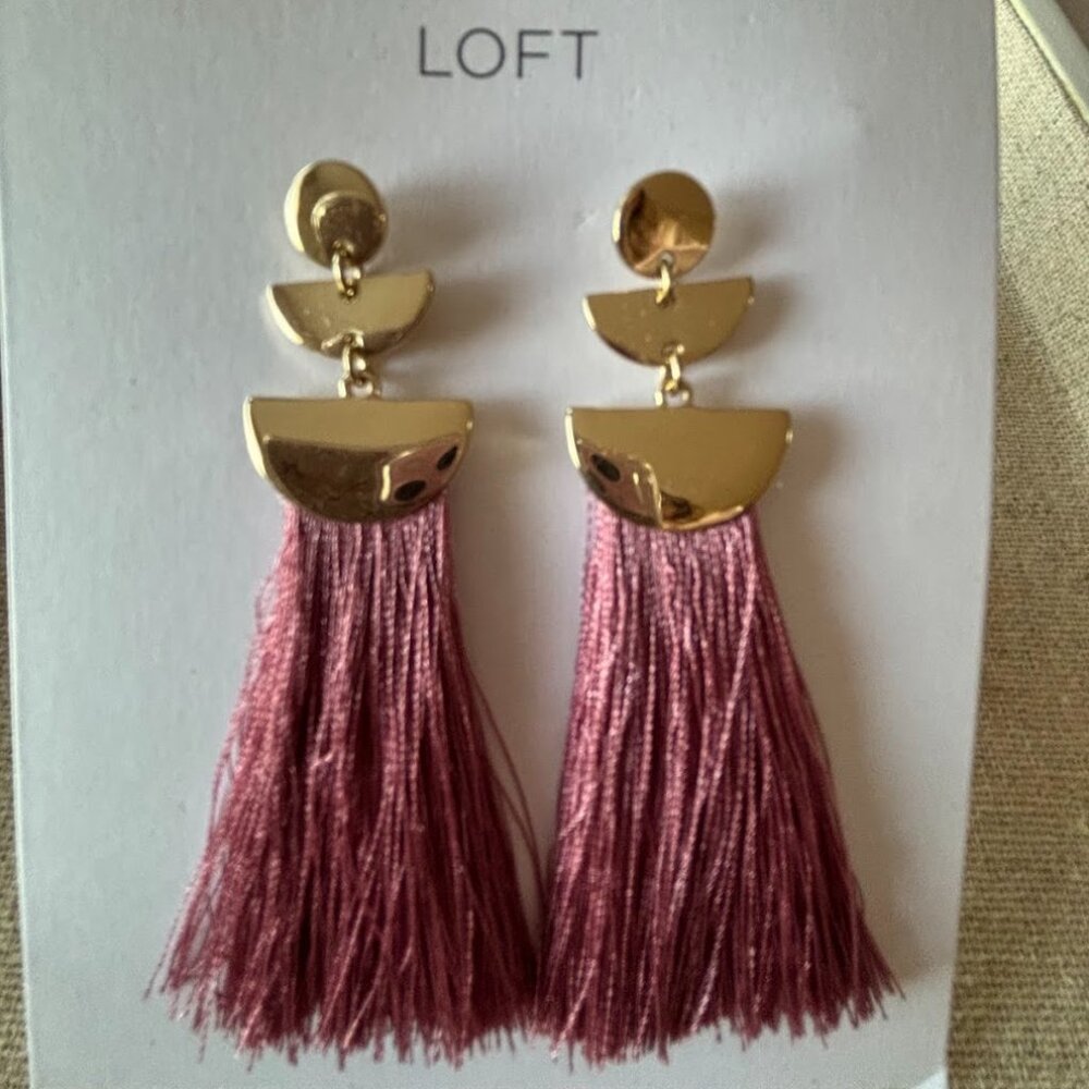 LOFT Pink Tassel Earrings